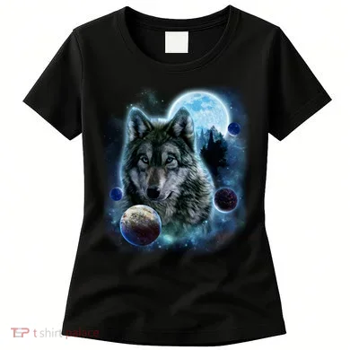 Wolf Shirt Three Wolves Moon Wolf Moon Women's T-Shirt