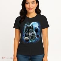 Wolf Shirt Three Wolves Moon Wolf Moon Women's T-Shirt thumb 4