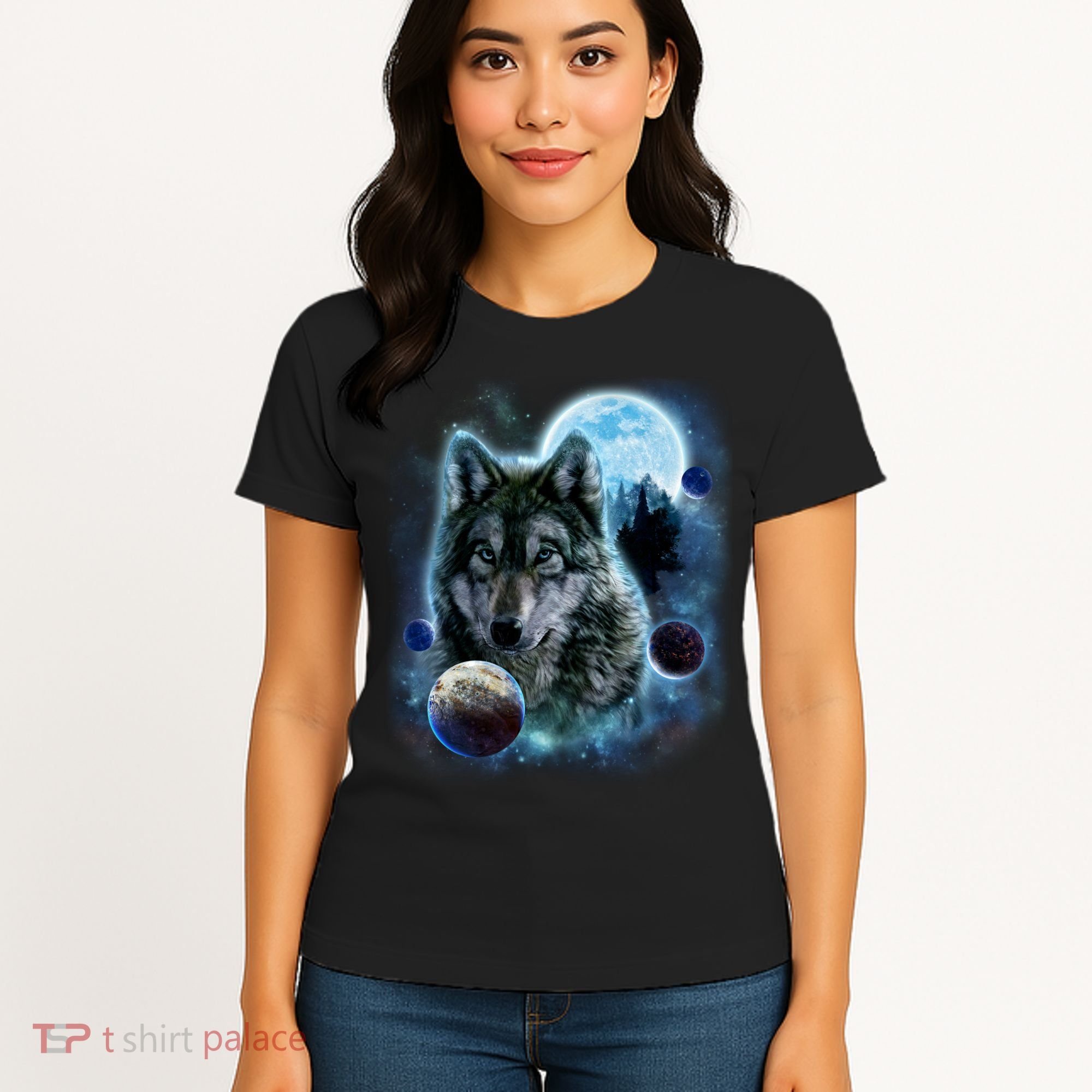 Wolf Shirt Three Wolves Moon Wolf Moon Women's T-Shirt