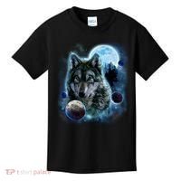 Wolf Shirt Three Wolves Moon Wolf Moon Kids T-Shirt thumb 0