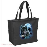 Wolf Shirt Three Wolves Moon Wolf Moon Tote Bag thumb 2