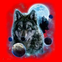Wolf Shirt Three Wolves Moon Wolf Moon Santa Hat thumb 1