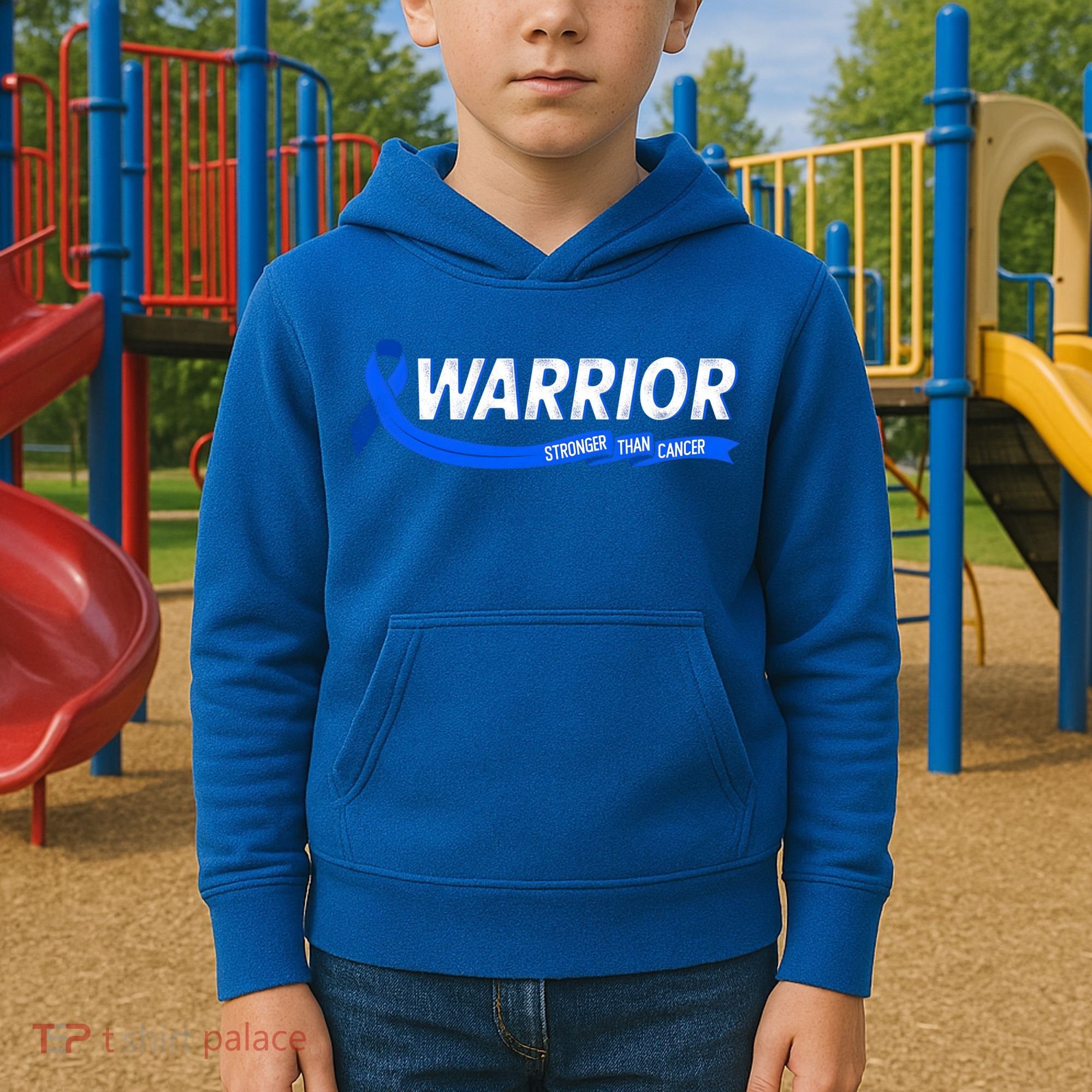 Warrior Stronger Than Cancer Colon Cancer Awareness Great Gift Kids Hoodie