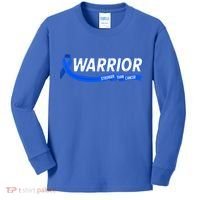 Warrior Stronger Than Cancer Colon Cancer Awareness Great Gift Kids Long Sleeve Shirt thumb 0