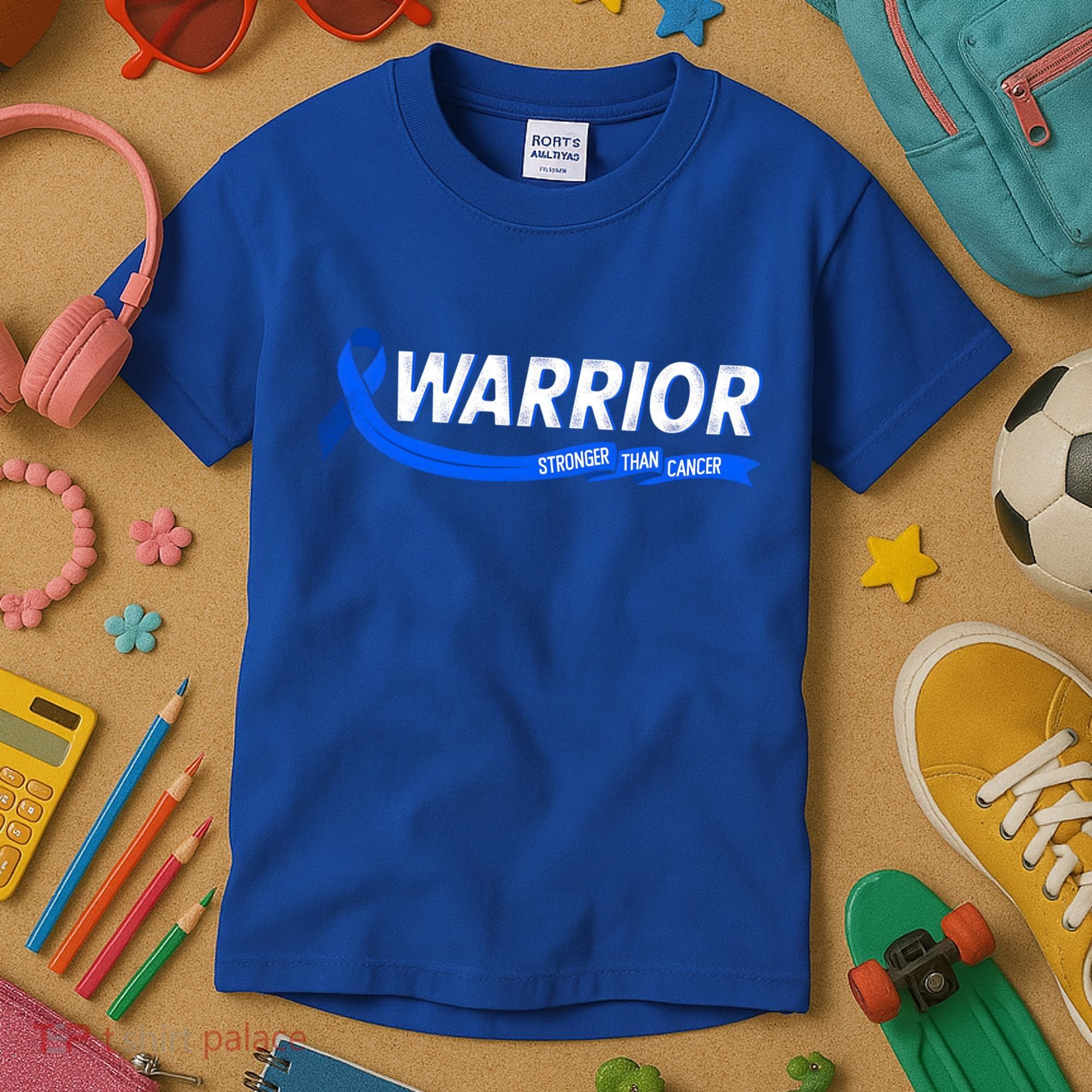 Warrior Stronger Than Cancer Colon Cancer Awareness Great Gift Kids T-Shirt