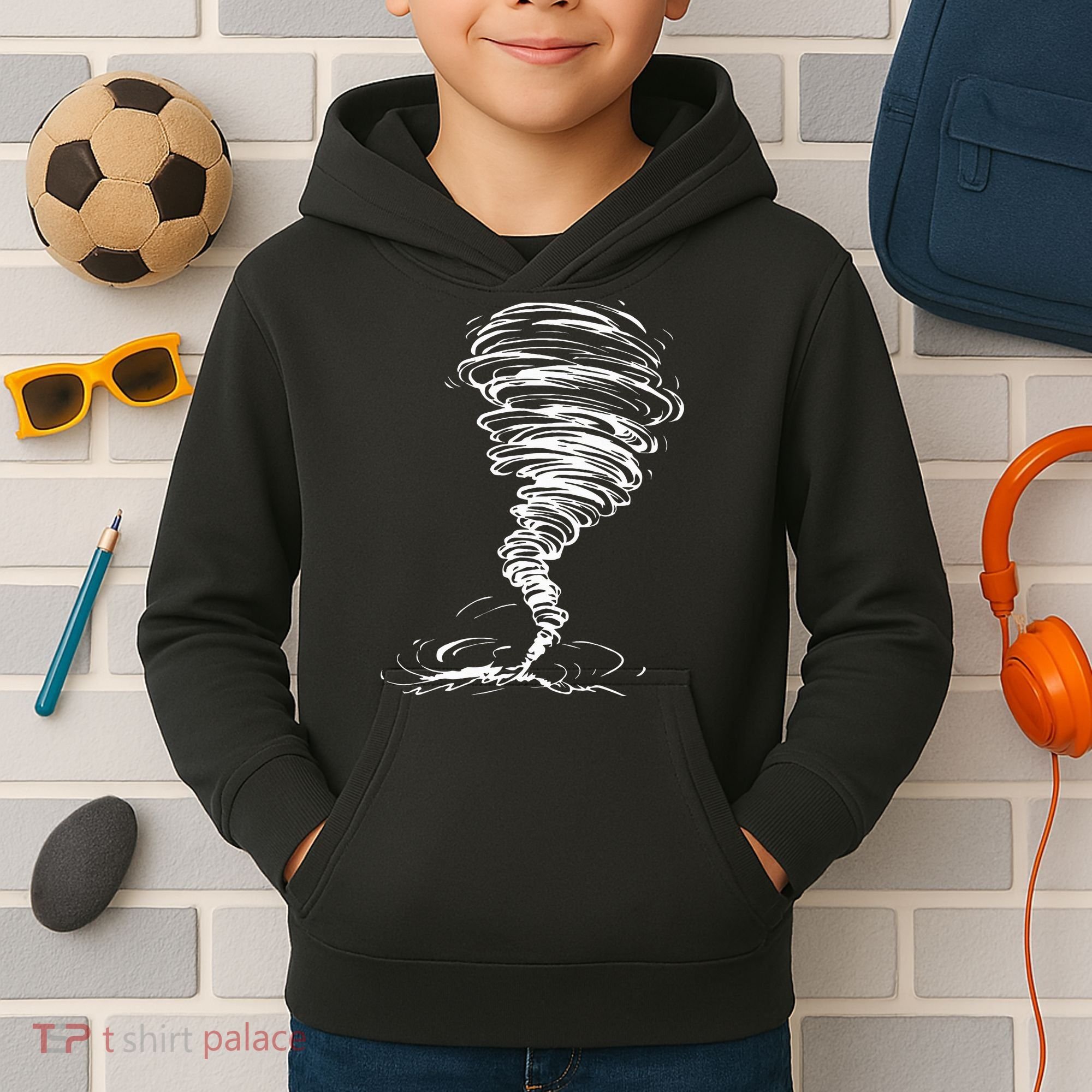 While Storm Tornado Twister Hurricane Weather Scary Costume Kids Hoodie