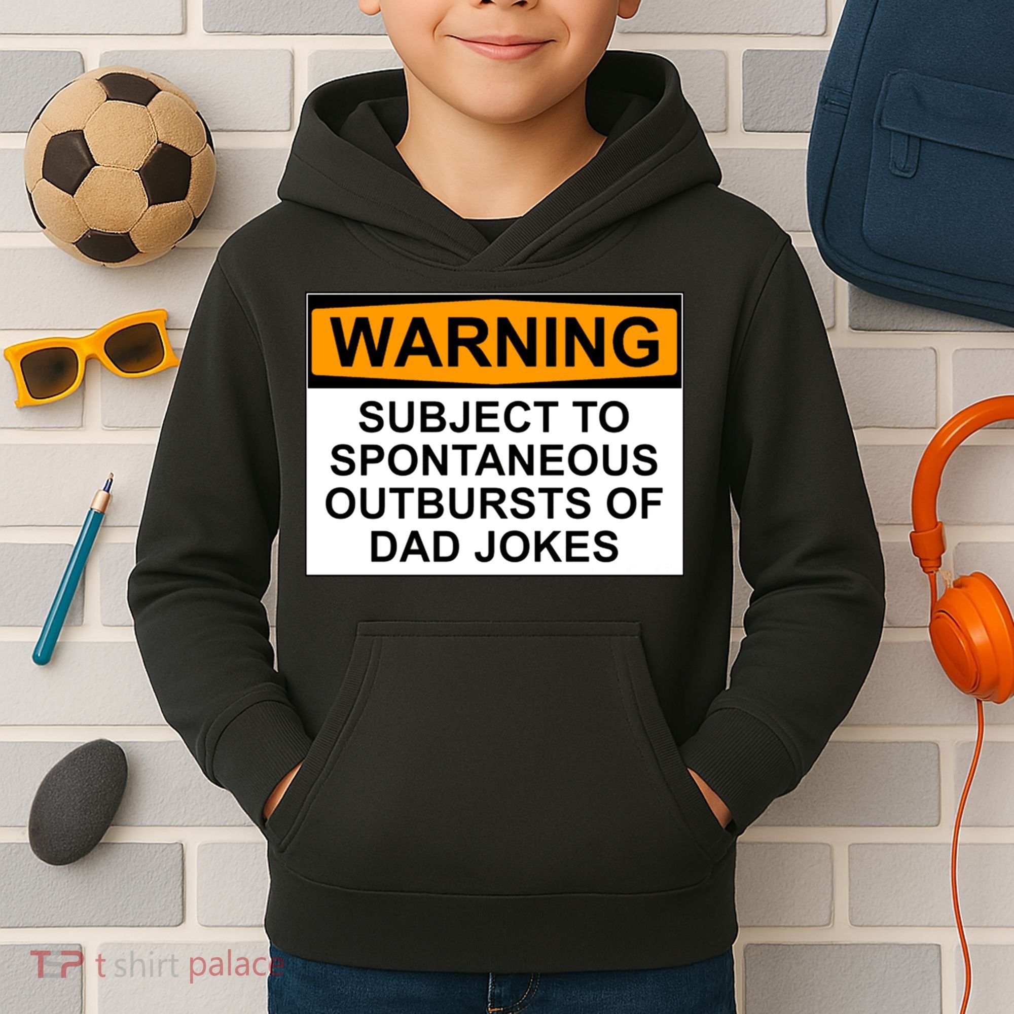 Warning Subject To Spontaneous Outbursts Of Dad Jokes Kids Hoodie