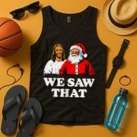 We Saw That Christmas Jesus Santa Claus Christ Tank Top thumb 4