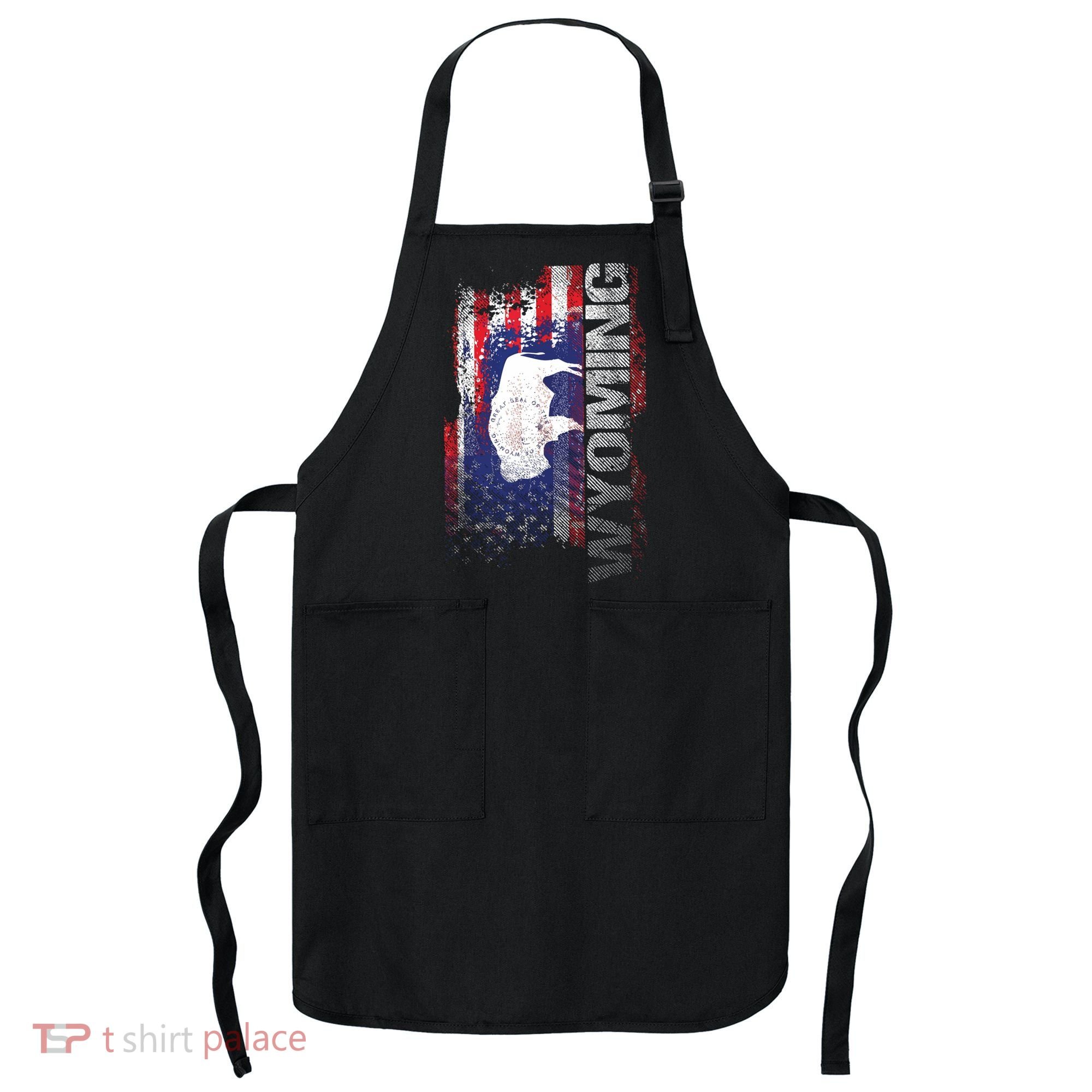 Wyoming State Usa Flag Souvenir Gift Apron