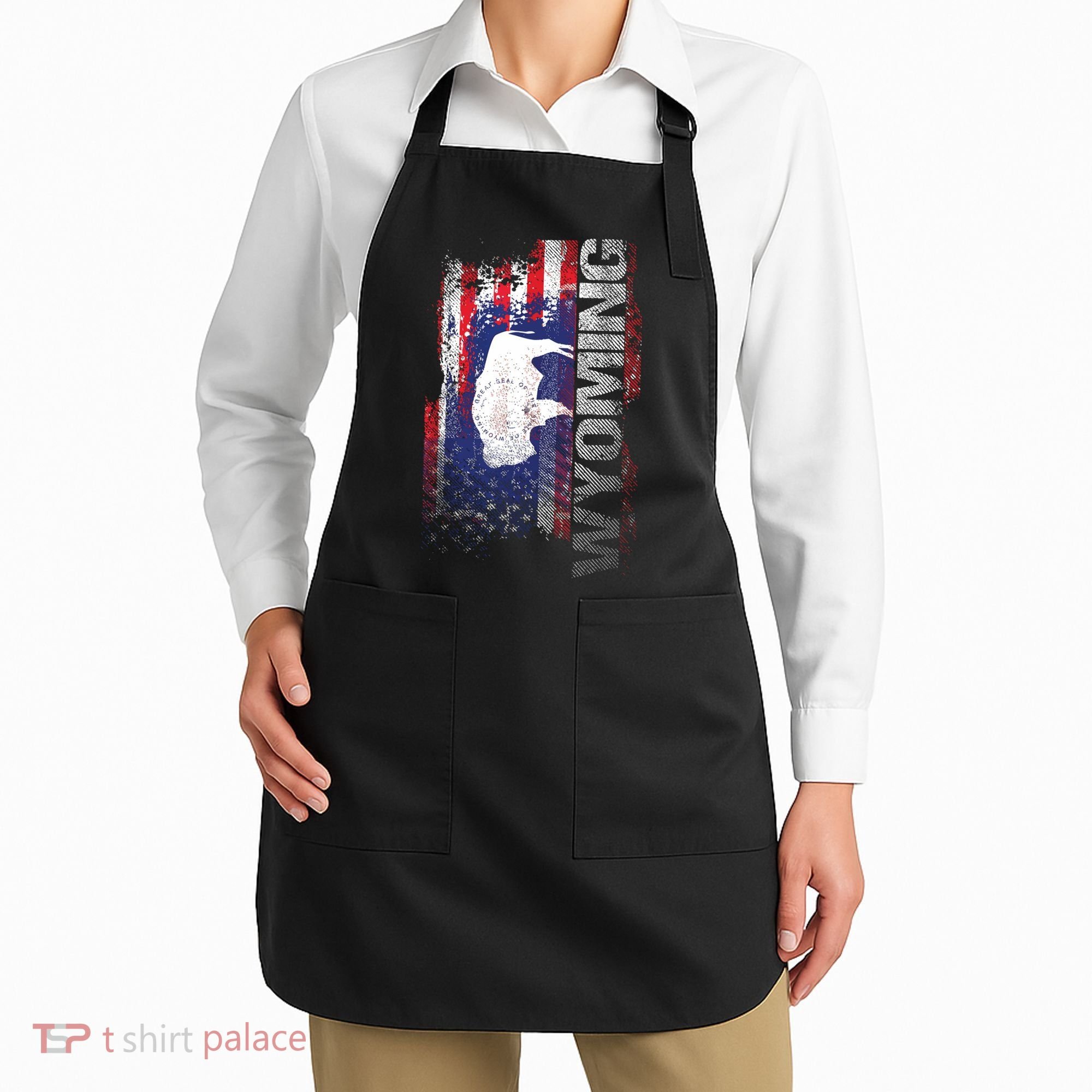 Wyoming State Usa Flag Souvenir Gift Apron
