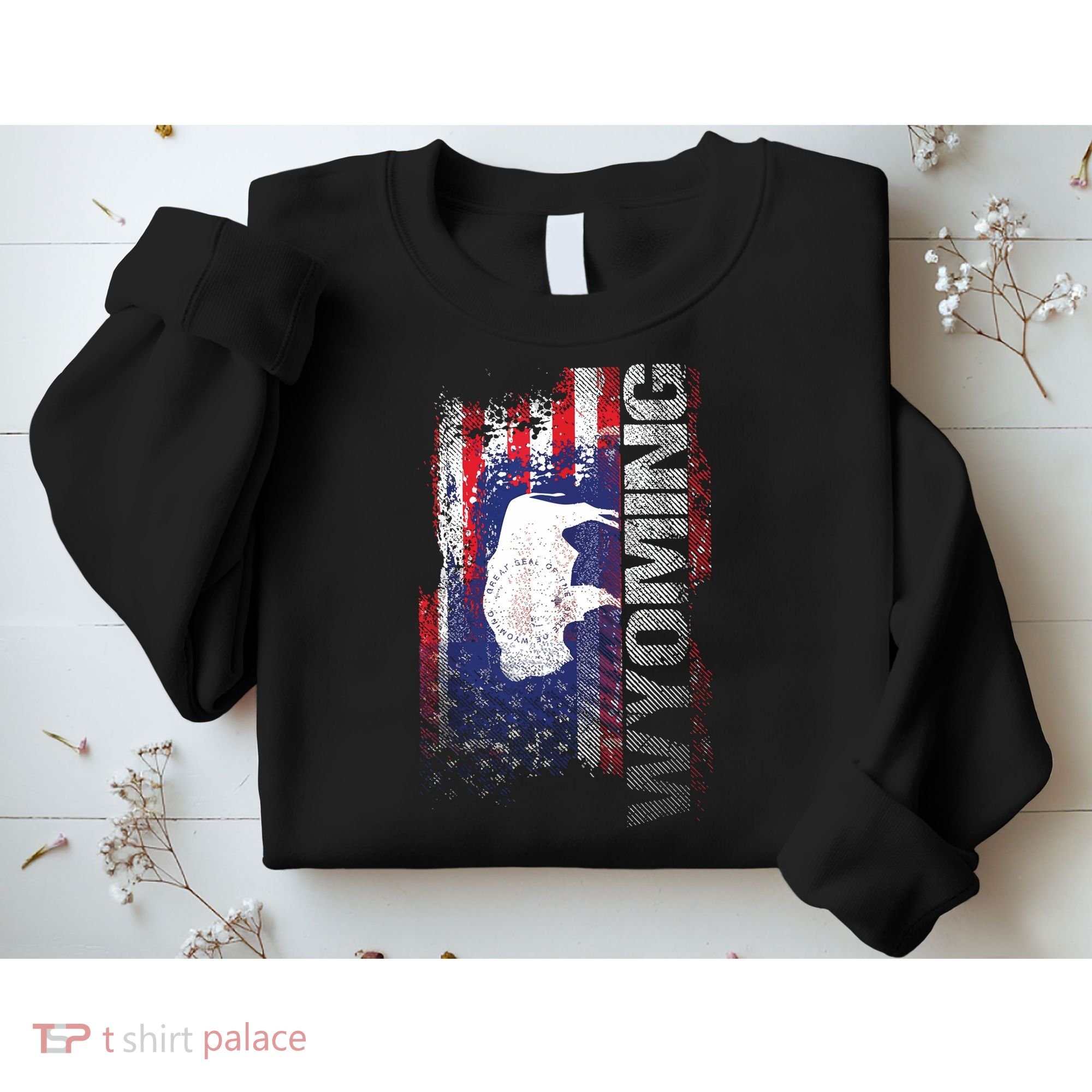 Wyoming State Usa Flag Souvenir Gift Sweatshirt