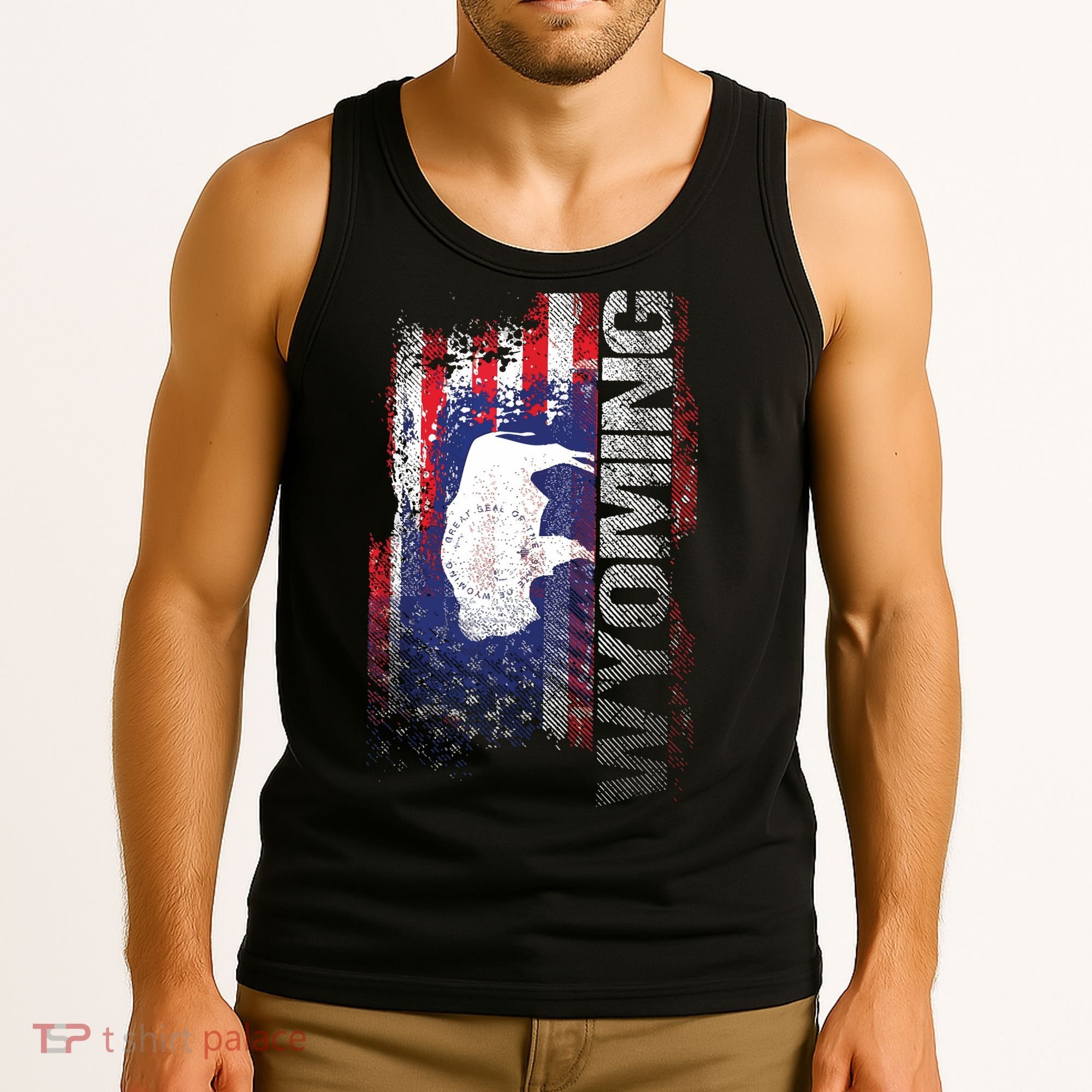 Wyoming State Usa Flag Souvenir Gift Tank Top