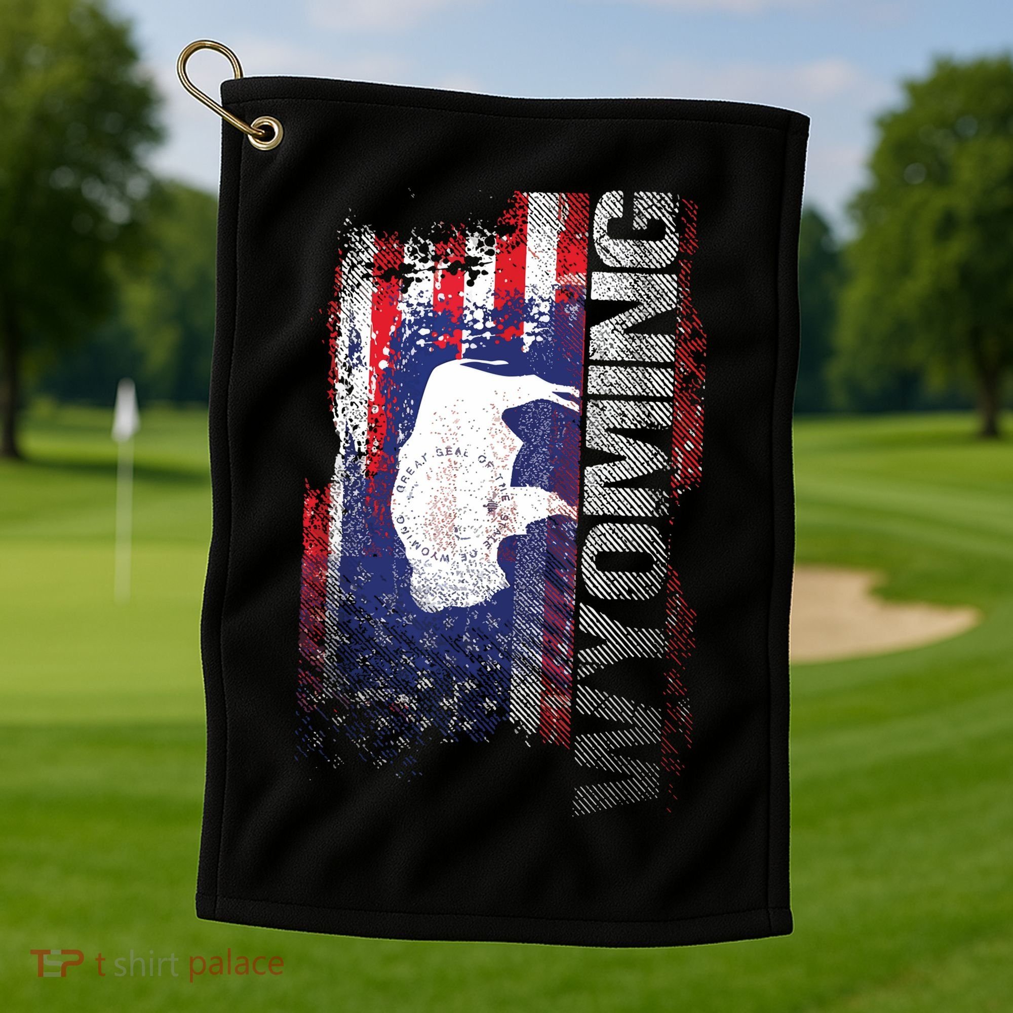 Wyoming State Usa Flag Souvenir Gift Golf Towel