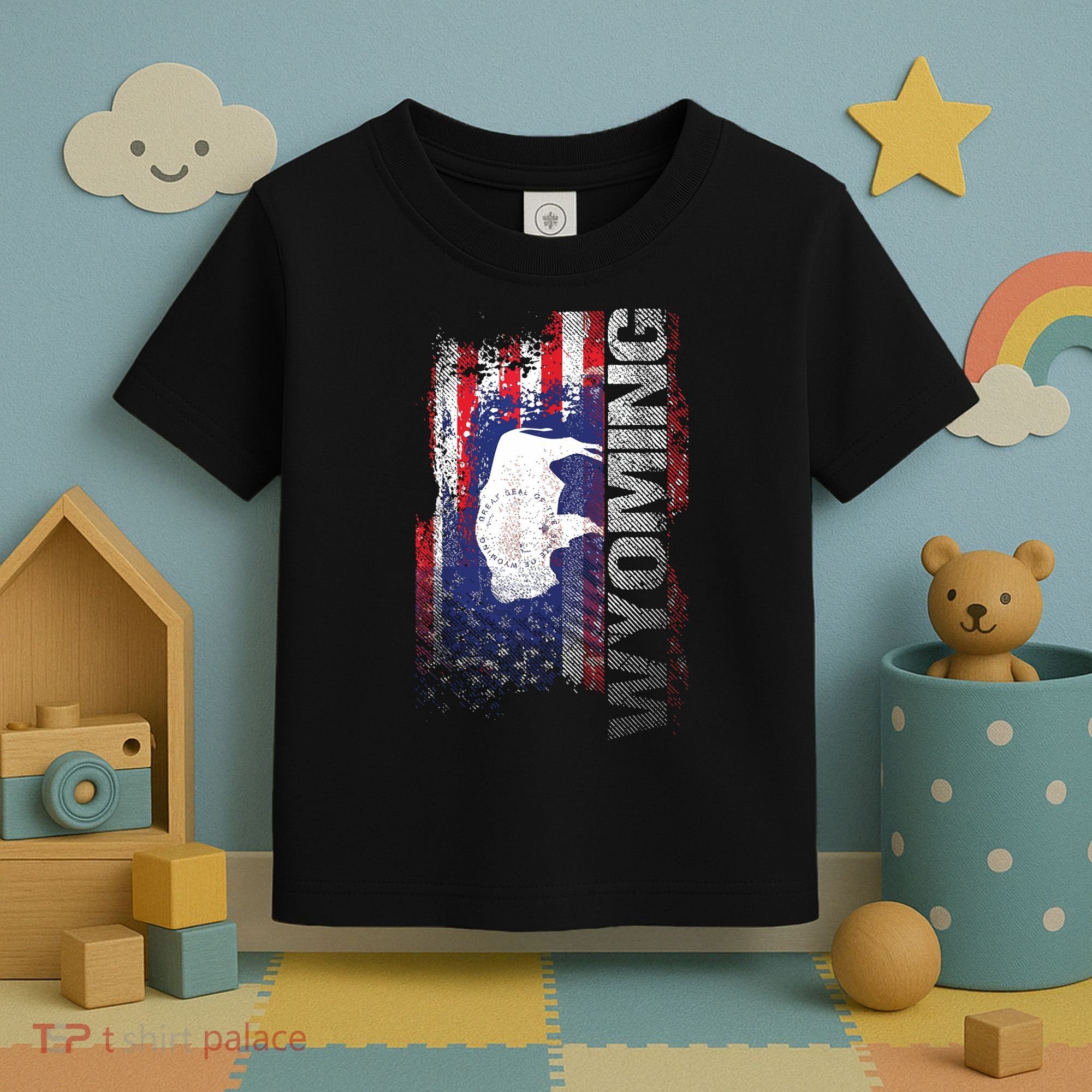 Wyoming State Usa Flag Souvenir Gift Toddler T-Shirt