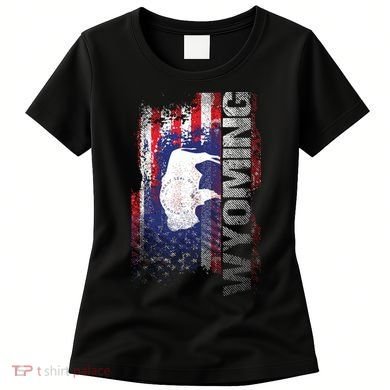 Wyoming State Usa Flag Souvenir Gift Women's T-Shirt
