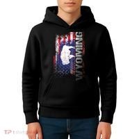 Wyoming State Usa Flag Souvenir Gift Kids Hoodie thumb 4