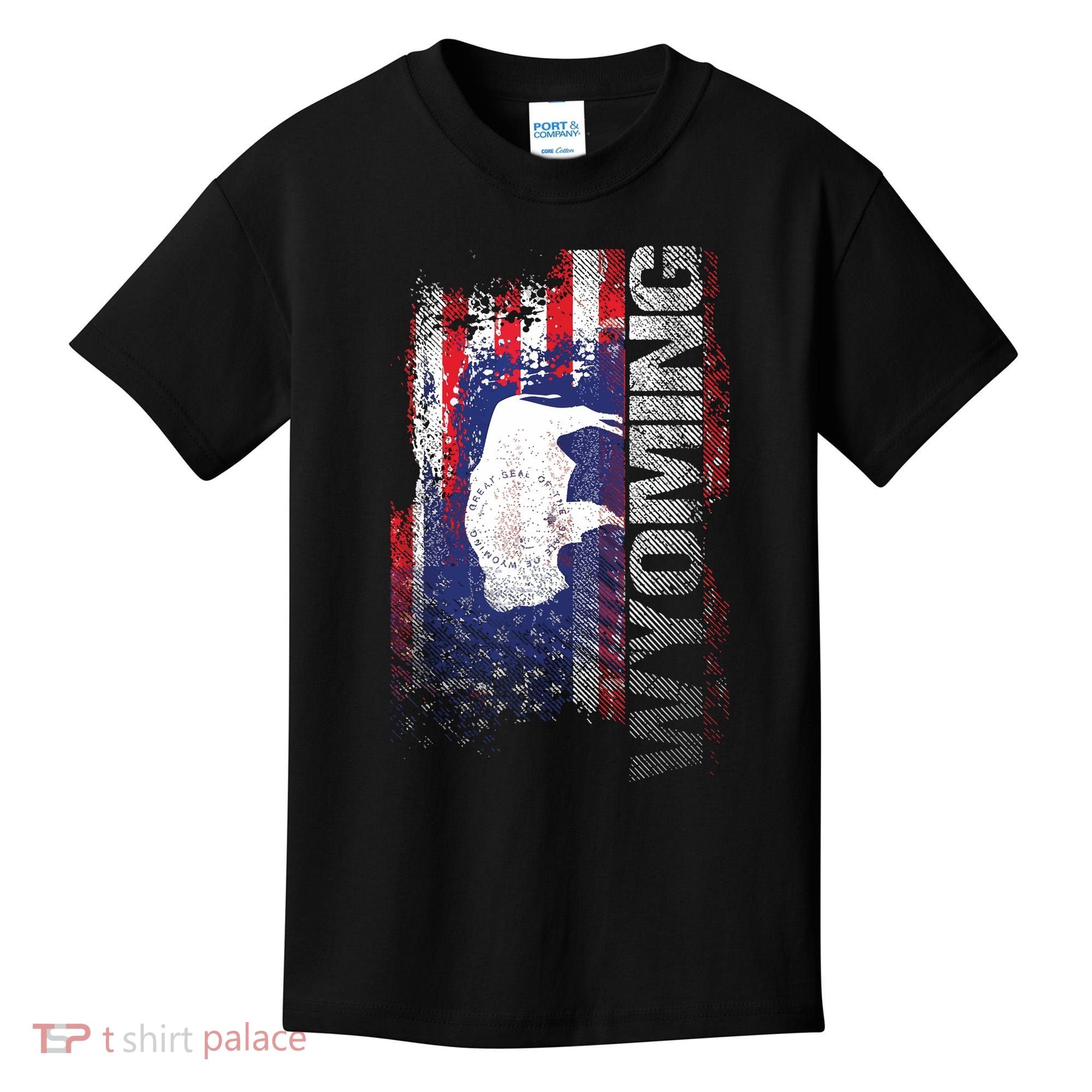Wyoming State Usa Flag Souvenir Gift Kids T-Shirt