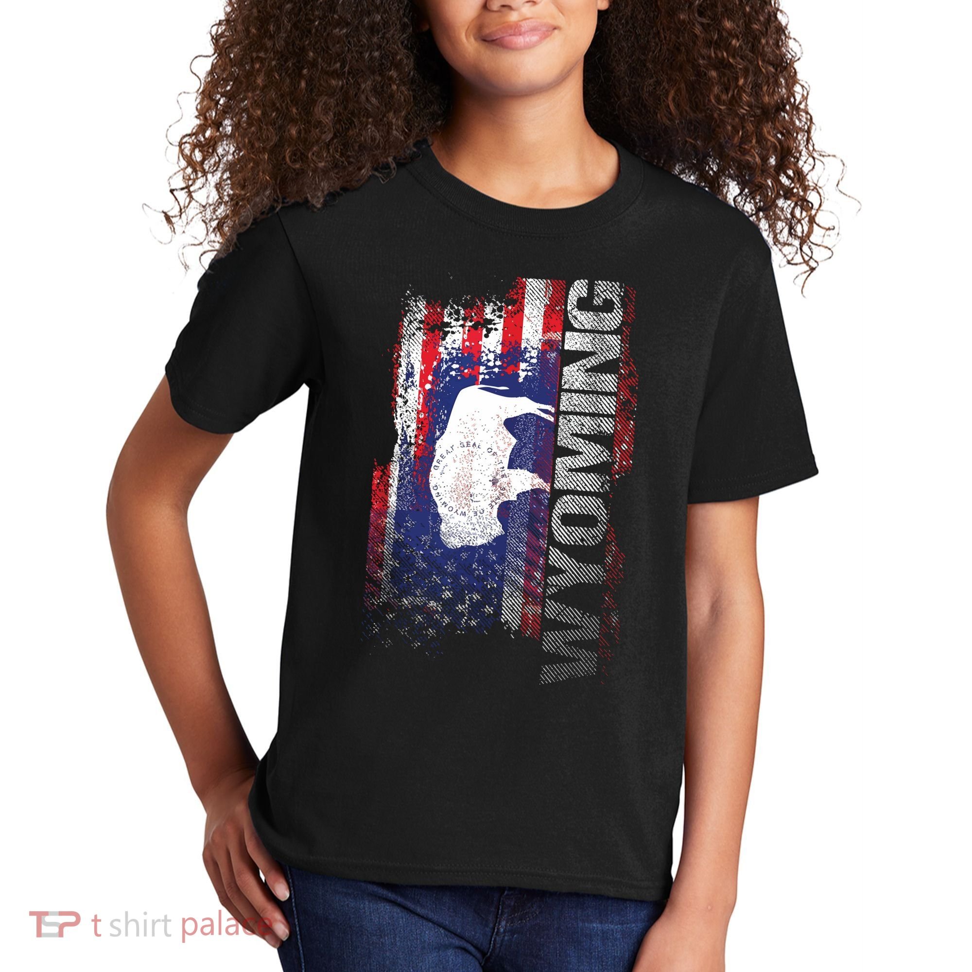 Wyoming State Usa Flag Souvenir Gift Kids T-Shirt