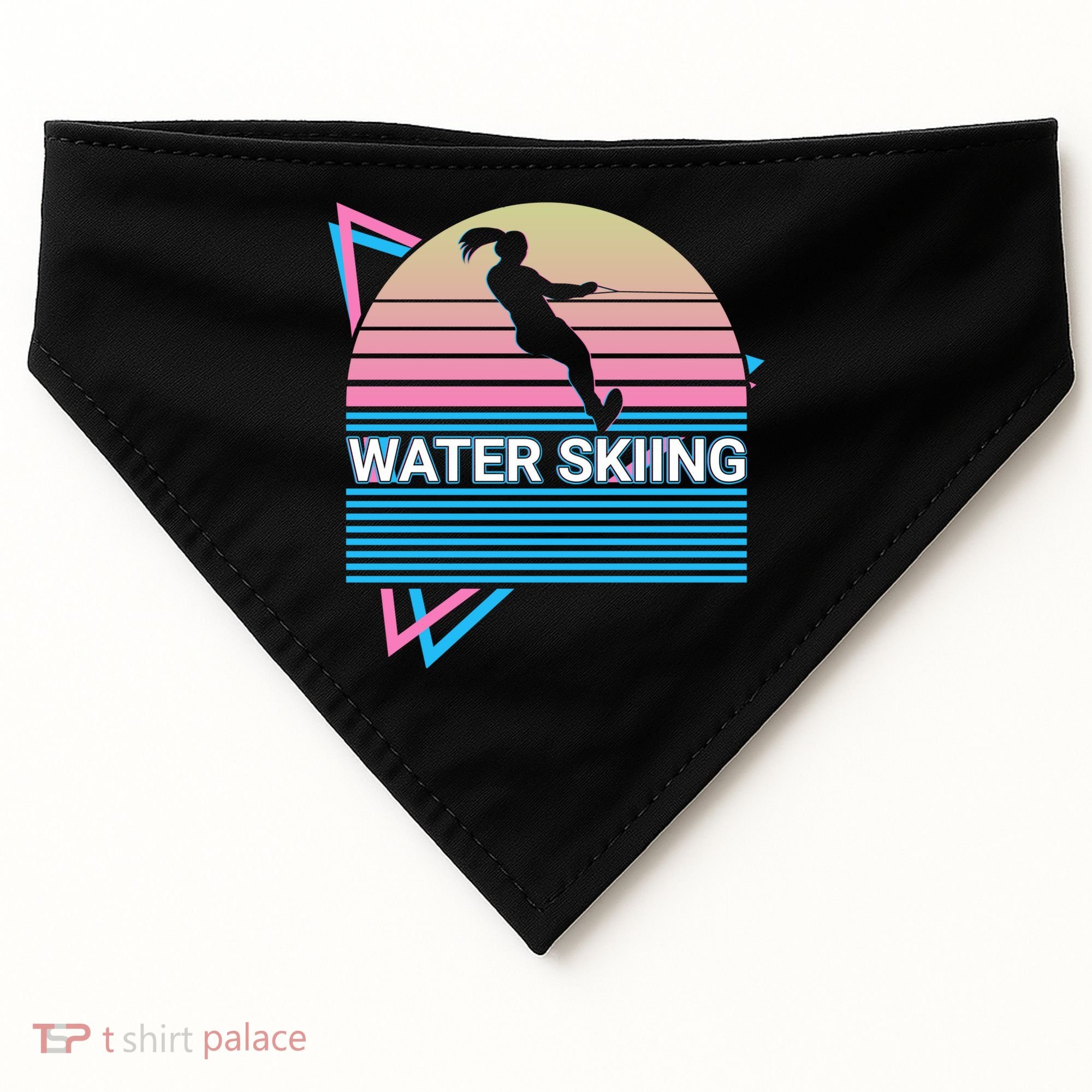 Water Ski Water Skiing Retro Funny Gift USA-Made Doggie Bandana
