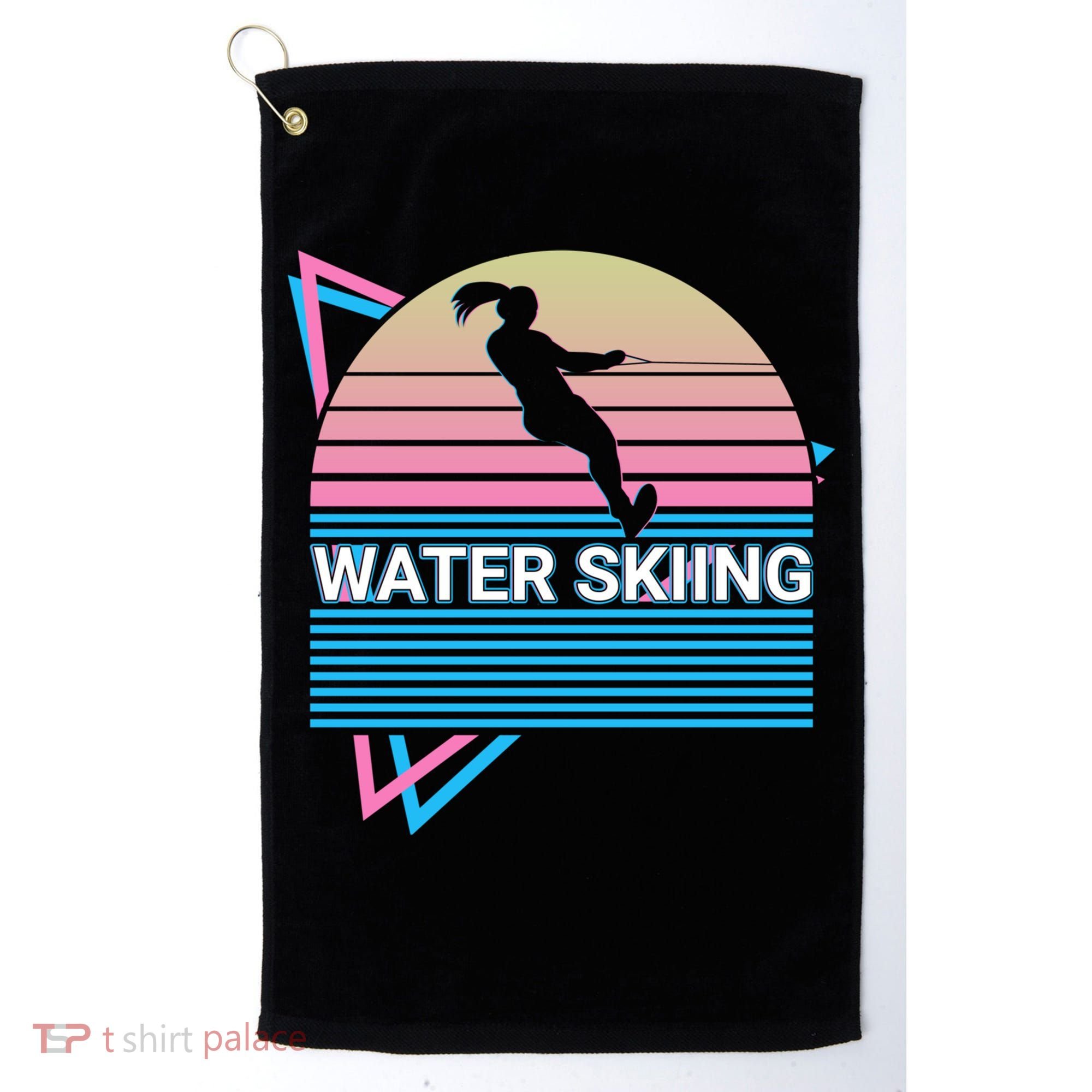 Water Ski Water Skiing Retro Funny Gift Golf Towel