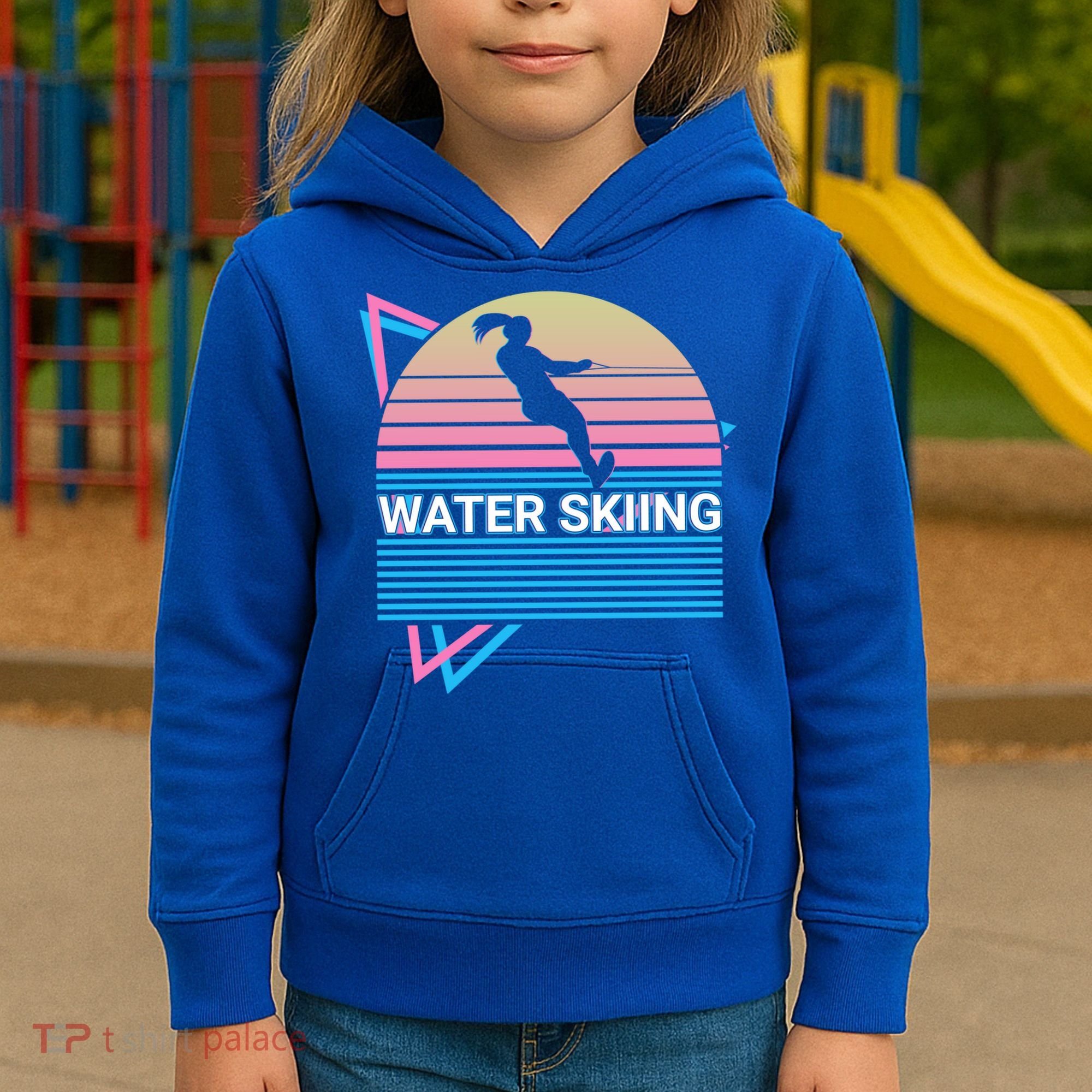 Water Ski Water Skiing Retro Funny Gift Kids Hoodie