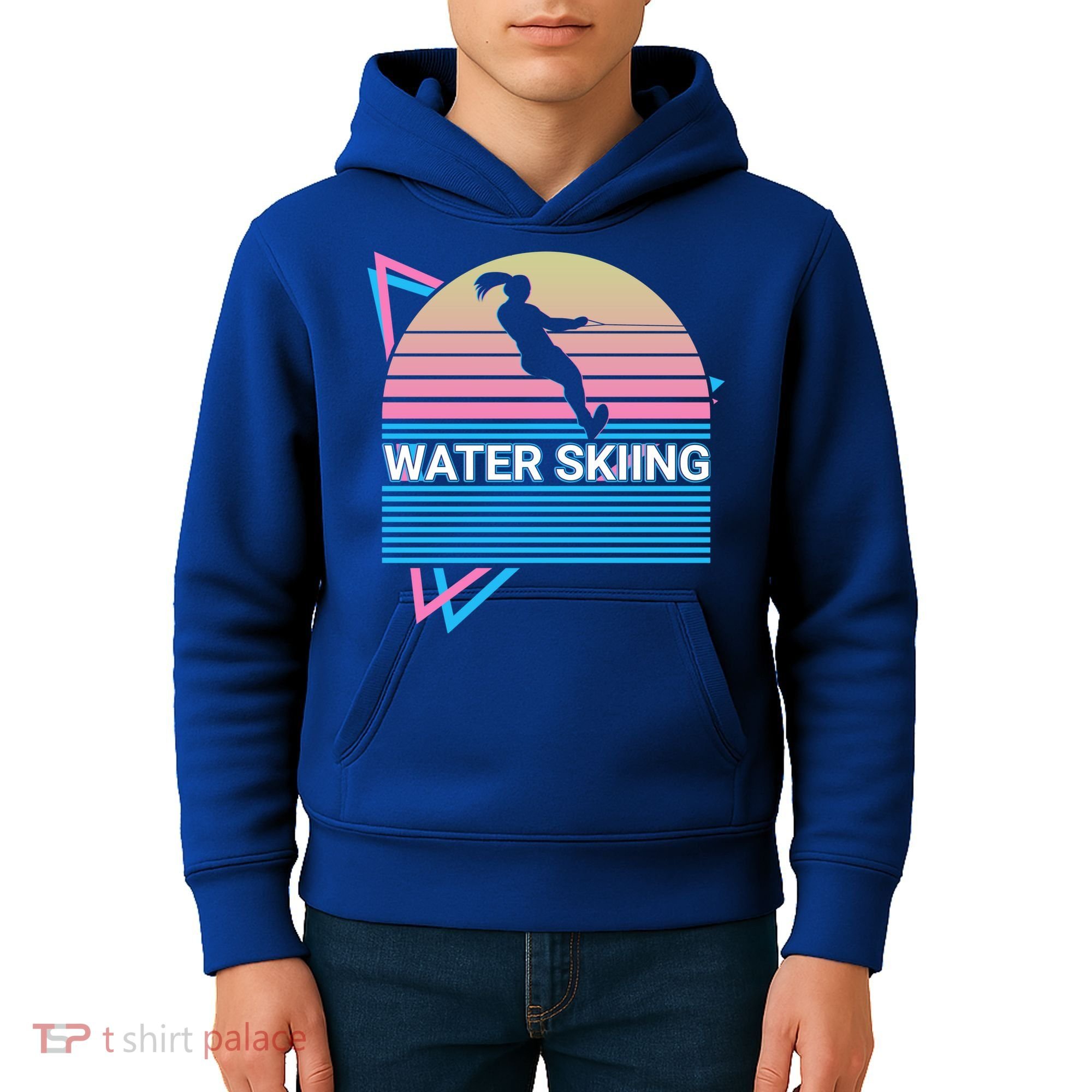 Water Ski Water Skiing Retro Funny Gift Kids Hoodie
