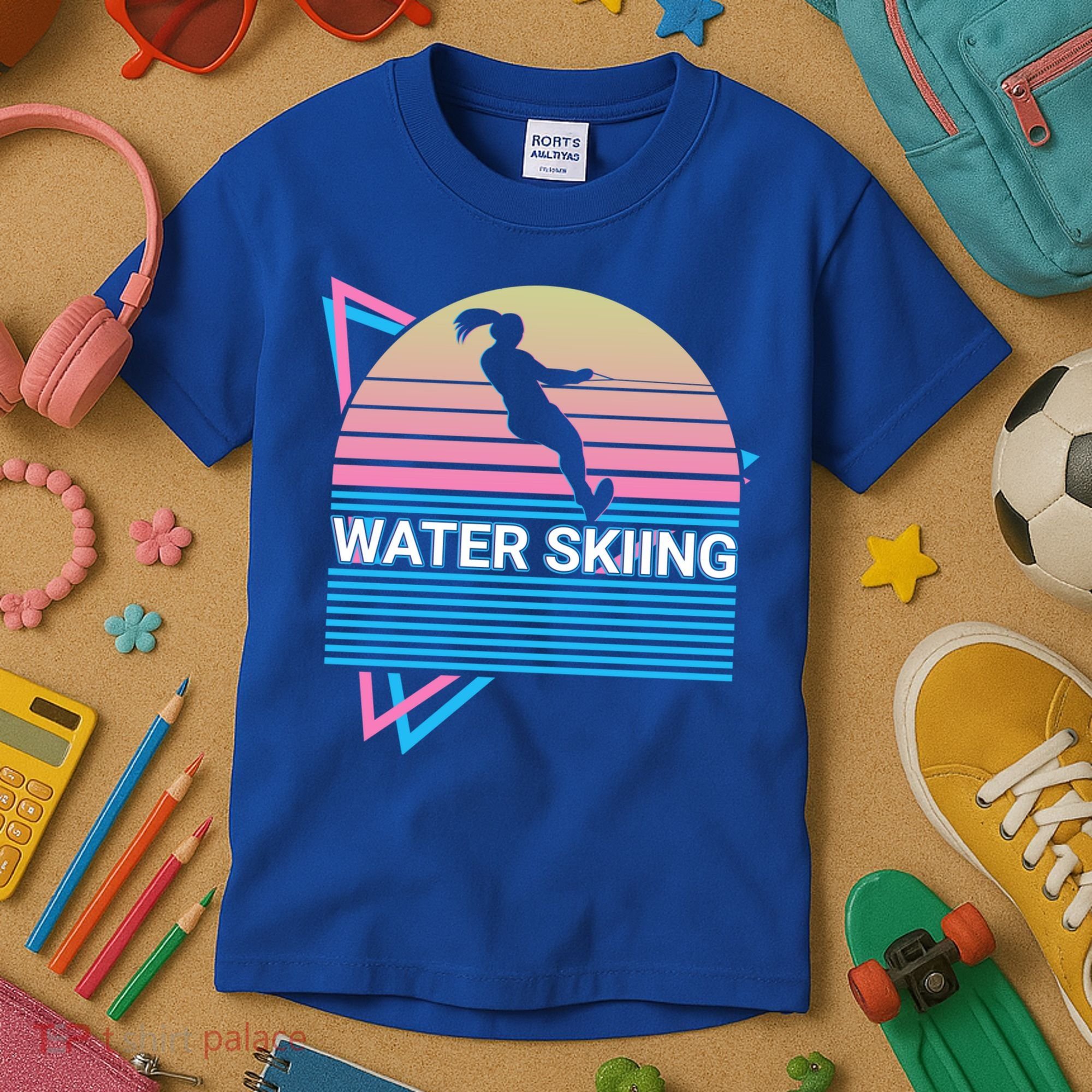 Water Ski Water Skiing Retro Funny Gift Kids T-Shirt