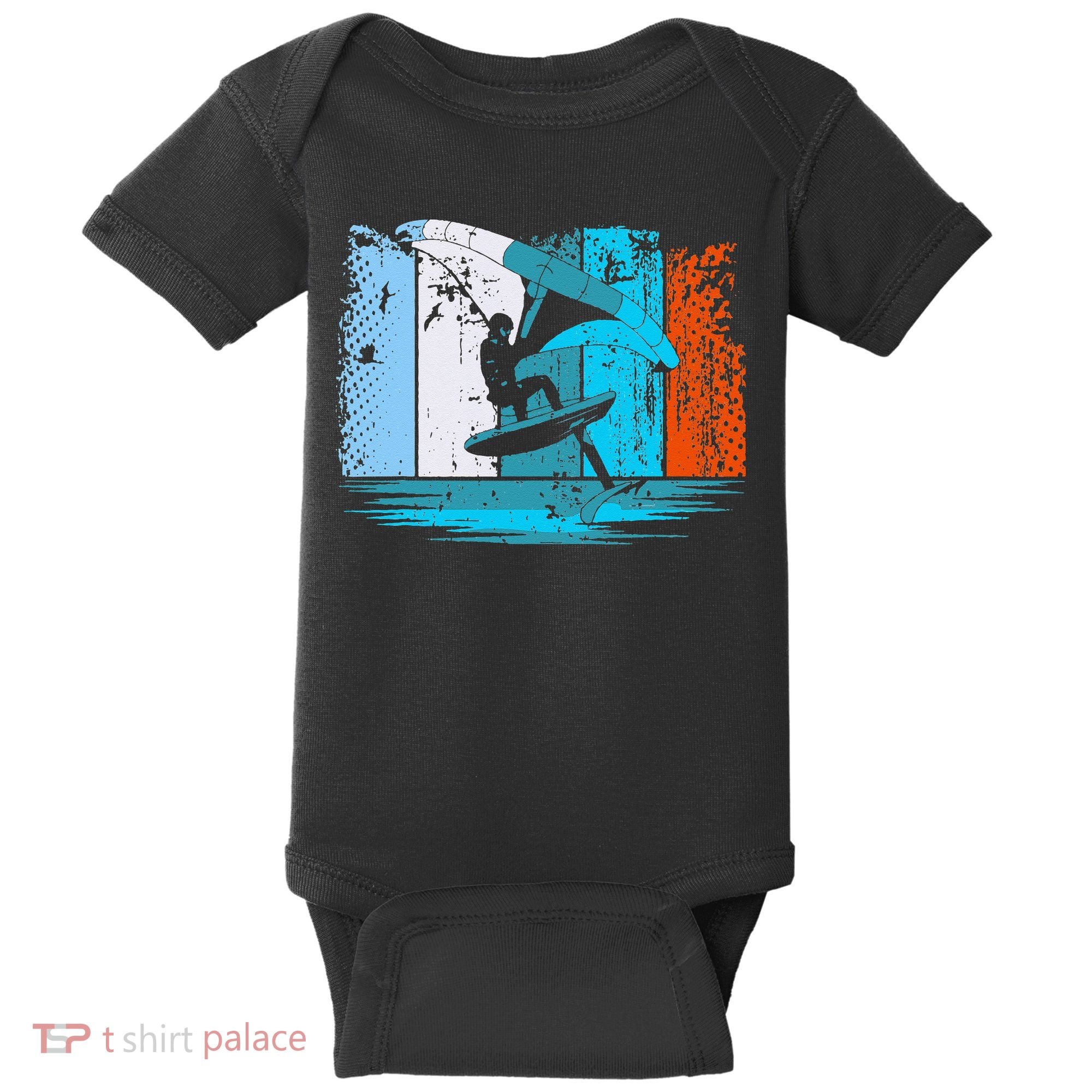 Wing Surf Wing Foil Wingsurfer Retro Baby Bodysuit