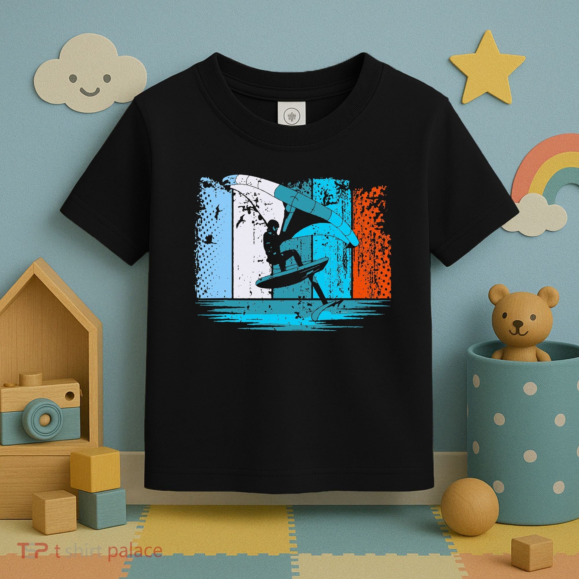 Wing Surf Wing Foil Wingsurfer Retro Toddler T-Shirt