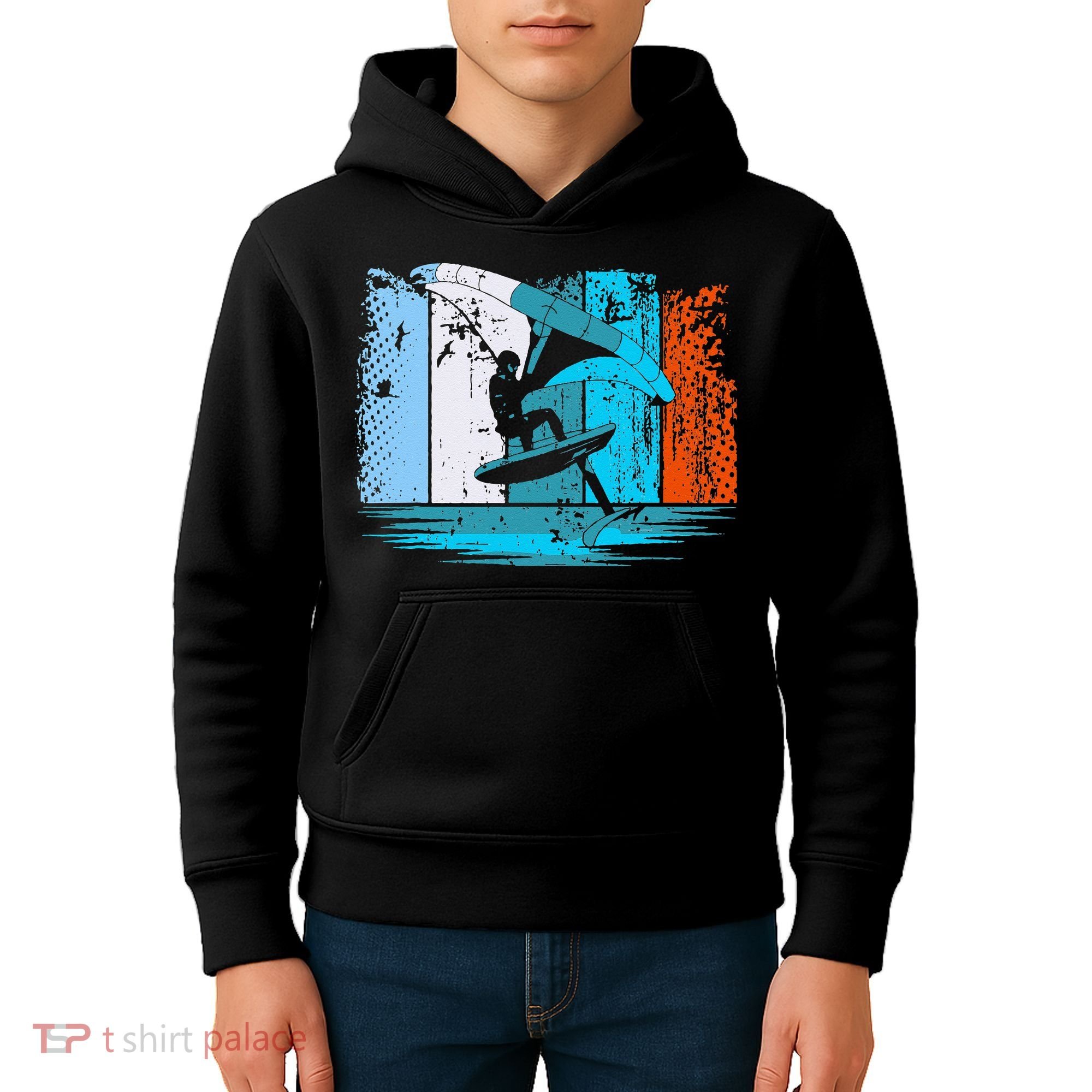 Wing Surf Wing Foil Wingsurfer Retro Kids Hoodie
