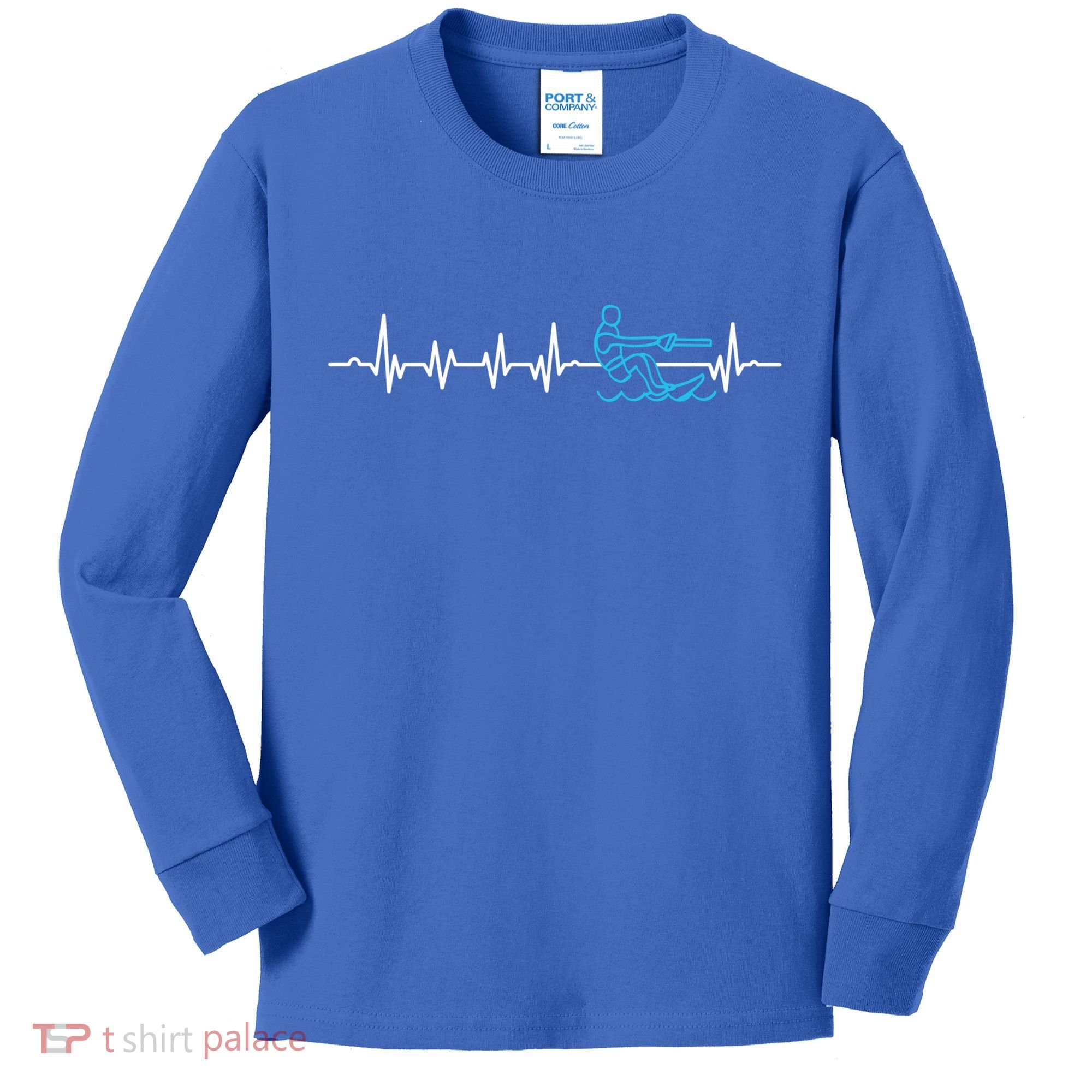 Water Skier Waterski Wakeboarding Water Skiing Heartbeat Gift Kids Long Sleeve Shirt