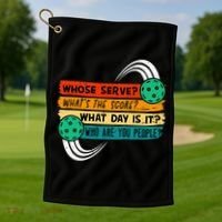 Whose Serve Who Are You People Pickleball Player Golf Towel thumb 1