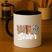 Wild Sister Zoo Born Two Be Wild Bgiftday Safari Jungle Animal Gift Coffee Mug thumb 4
