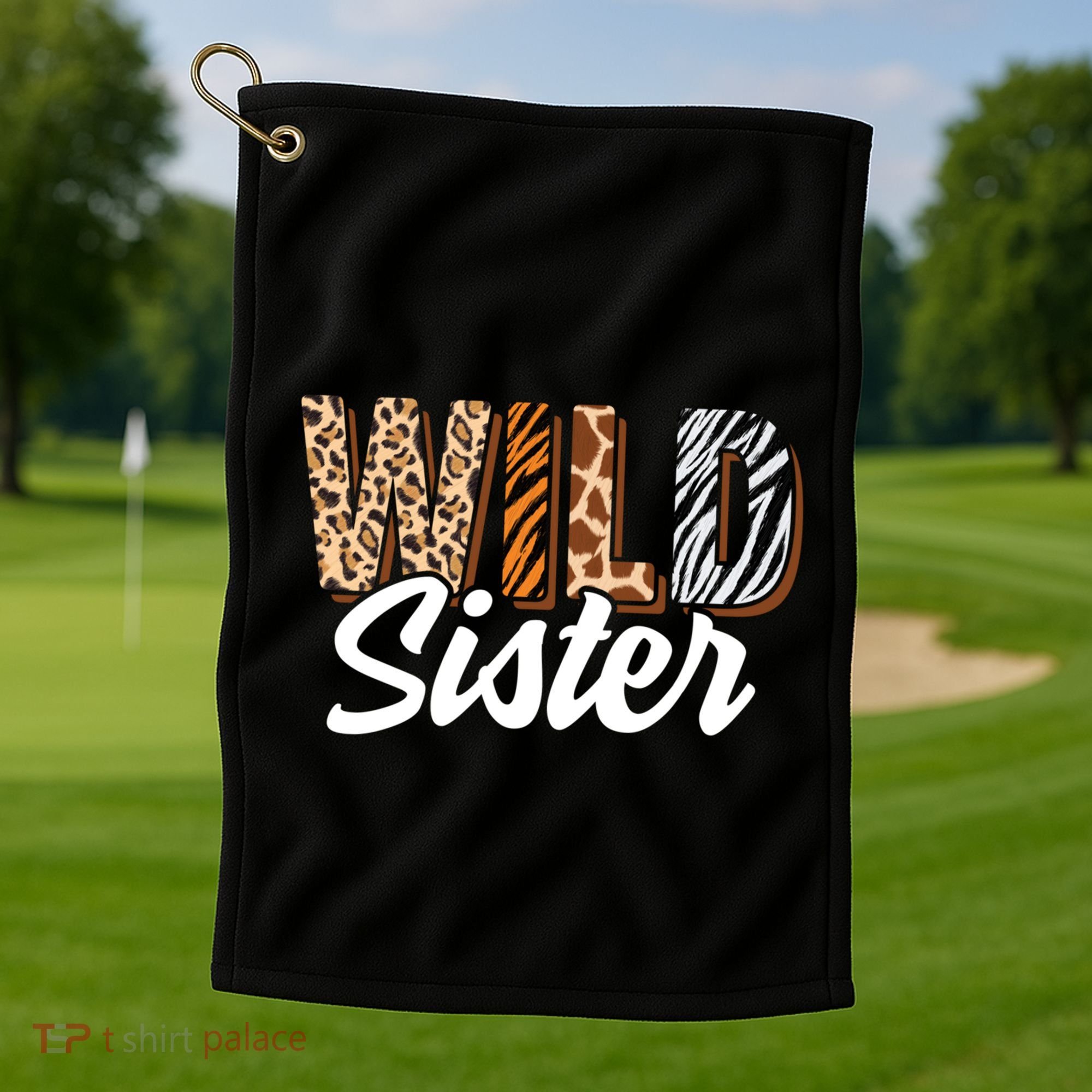 Wild Sister Zoo Born Two Be Wild Bgiftday Safari Jungle Animal Gift Golf Towel