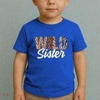Wild Sister Zoo Born Two Be Wild Bgiftday Safari Jungle Animal Gift Toddler T-Shirt thumb 2