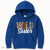 Wild Sister Zoo Born Two Be Wild Bgiftday Safari Jungle Animal Gift Kids Hoodie thumb 0