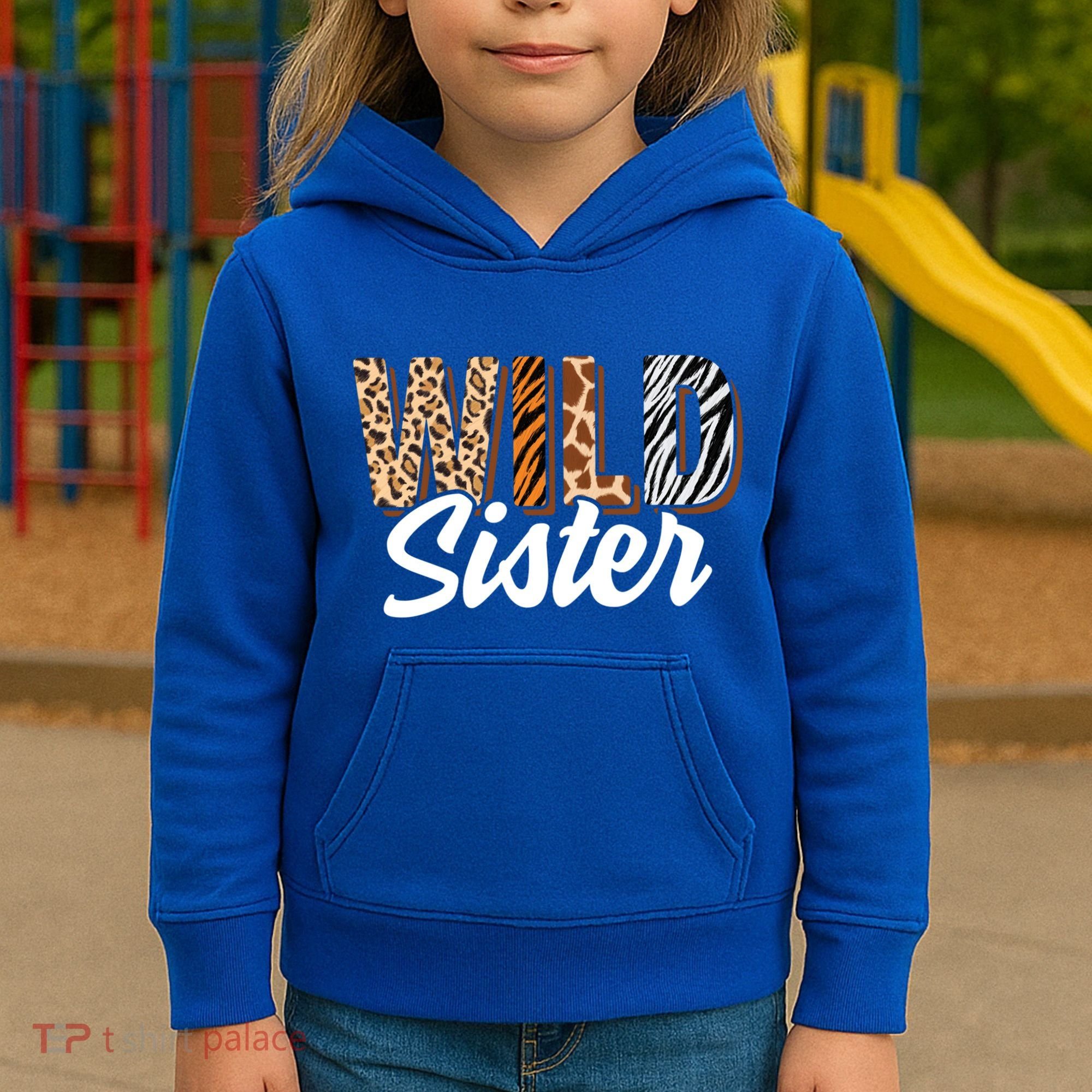 Wild Sister Zoo Born Two Be Wild Bgiftday Safari Jungle Animal Gift Kids Hoodie