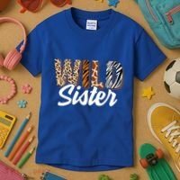 Wild Sister Zoo Born Two Be Wild Bgiftday Safari Jungle Animal Gift Kids T-Shirt thumb 3