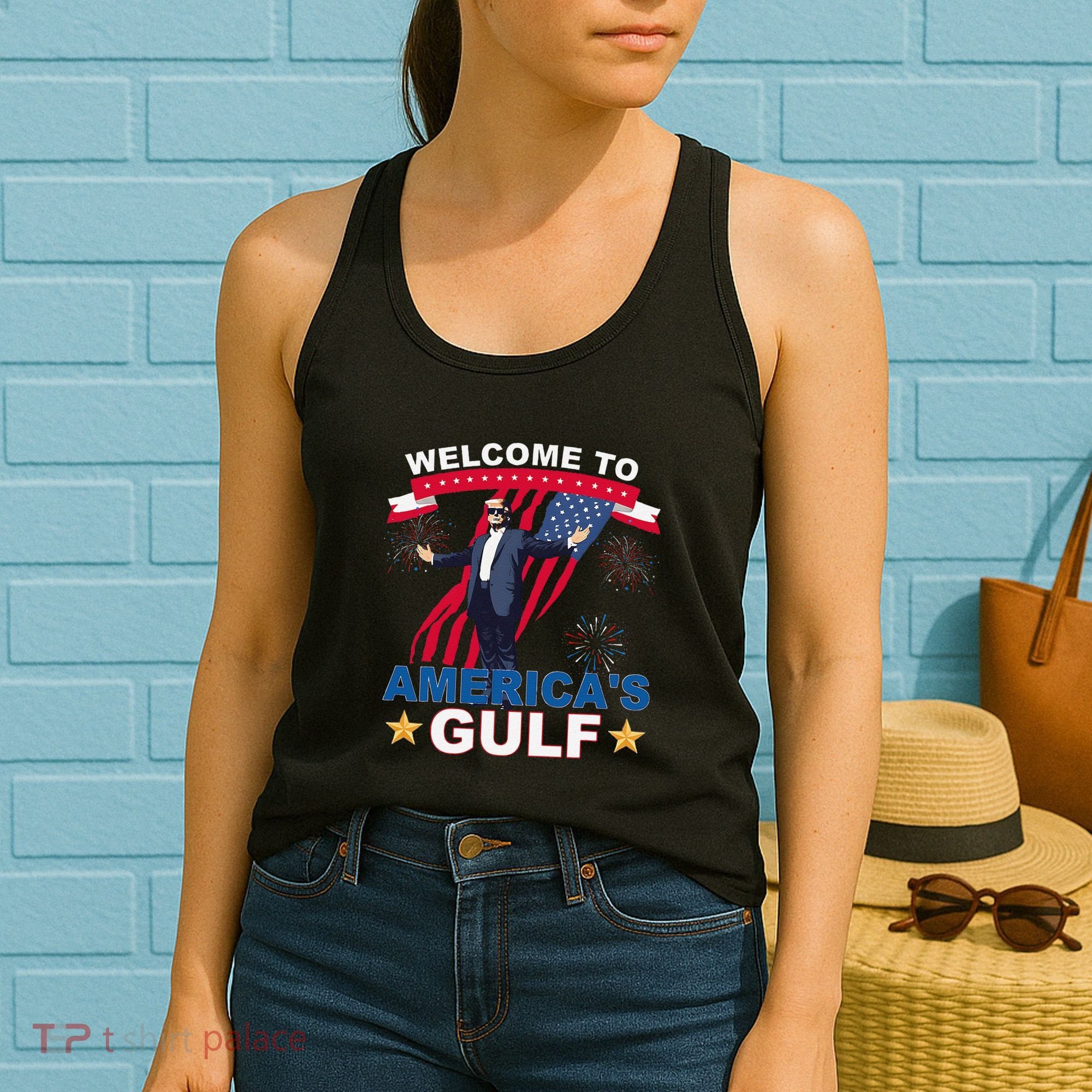 Welcome To AmericaS Gulf Mexico Funny President Trump Women's Tank Top