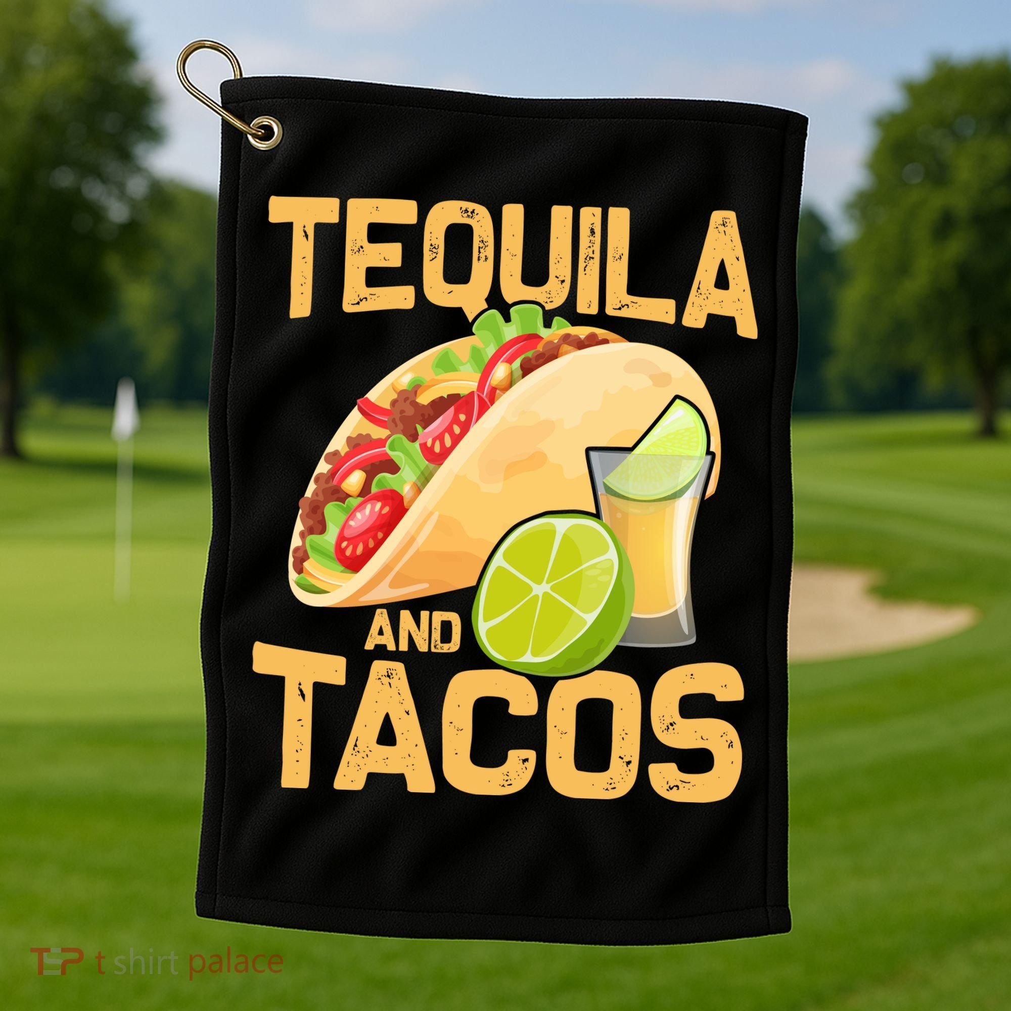 Womens Tacos And Tequila Funny Cinco De Mayo Golf Towel