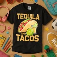 Womens Tacos And Tequila Funny Cinco De Mayo Kids T-Shirt thumb 3