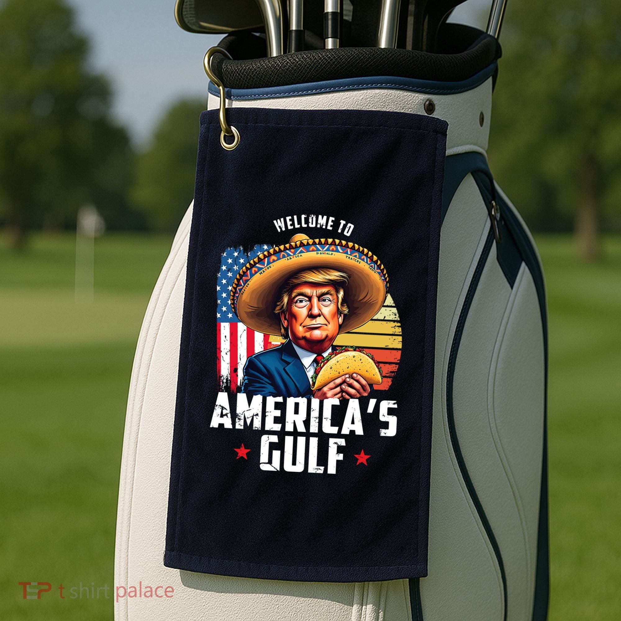 Welcome To Americas Gulf Funny Donald Trump Golf Towel