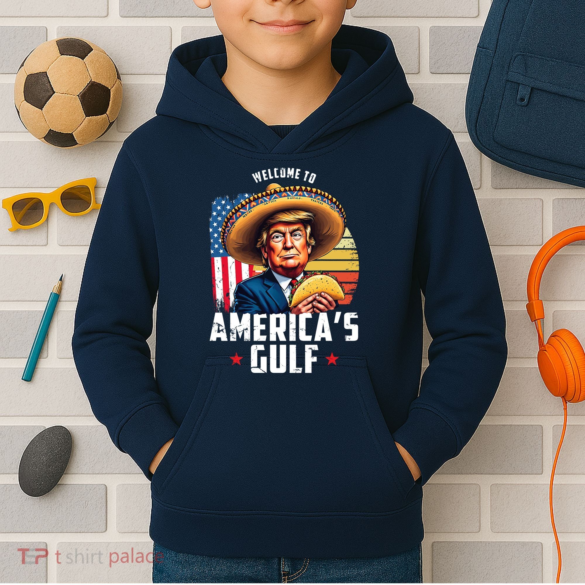 Welcome To Americas Gulf Funny Donald Trump Kids Hoodie