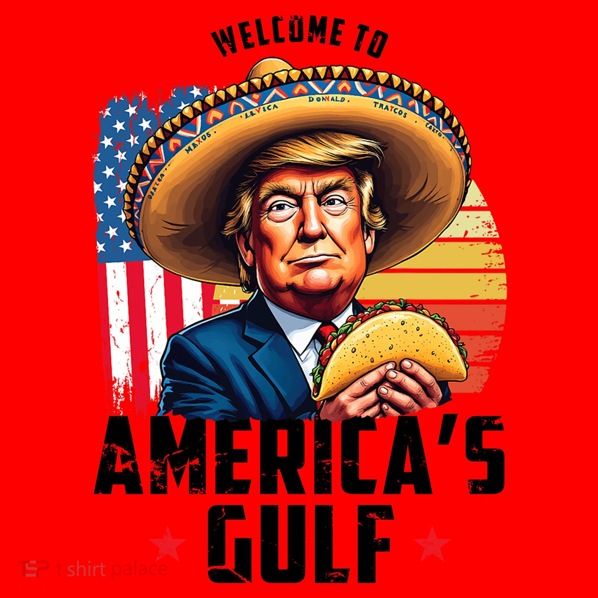 Welcome To Americas Gulf Funny Donald Trump Santa Hat