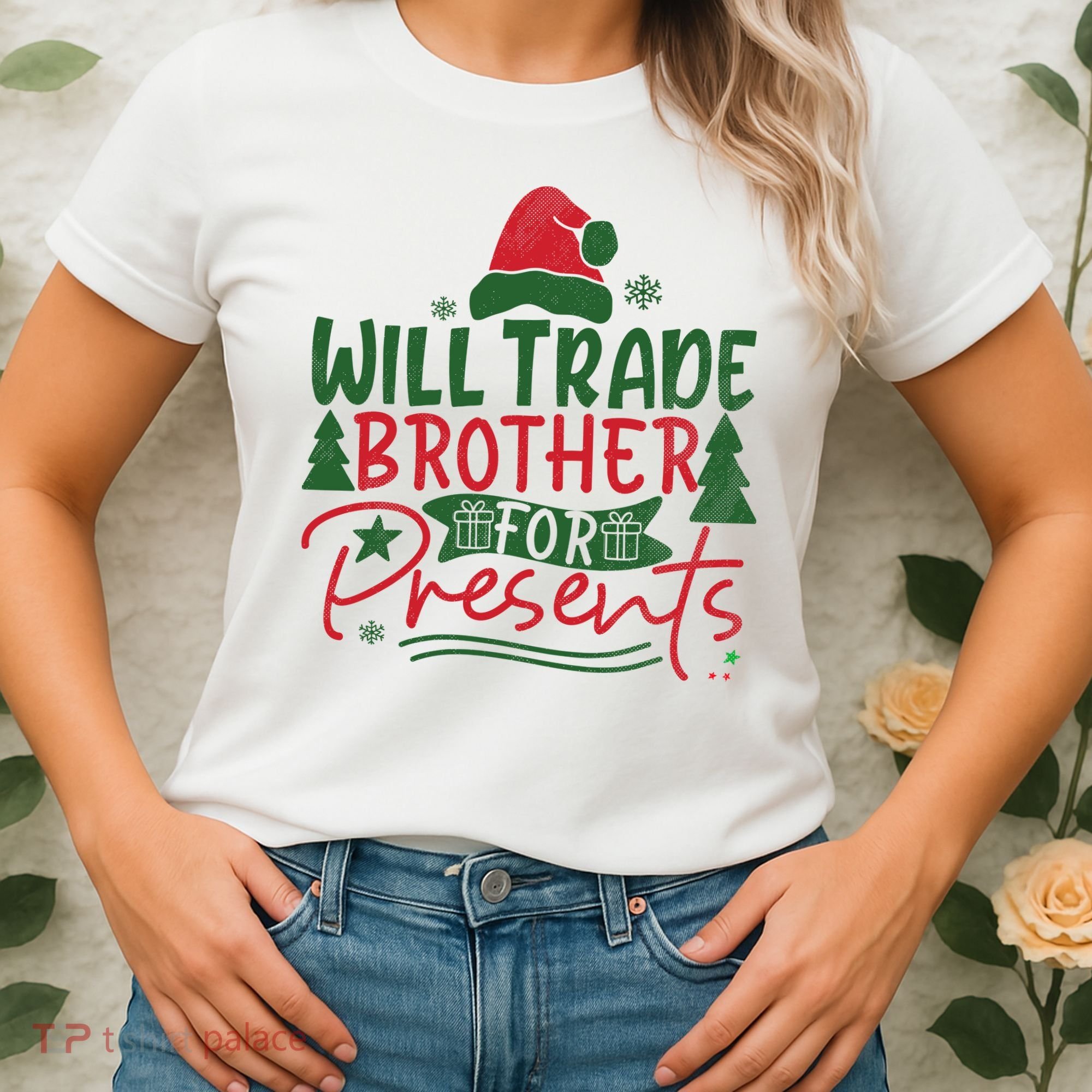 Will Trade Brother For Presents Family Matching Christmas Women's T-Shirt