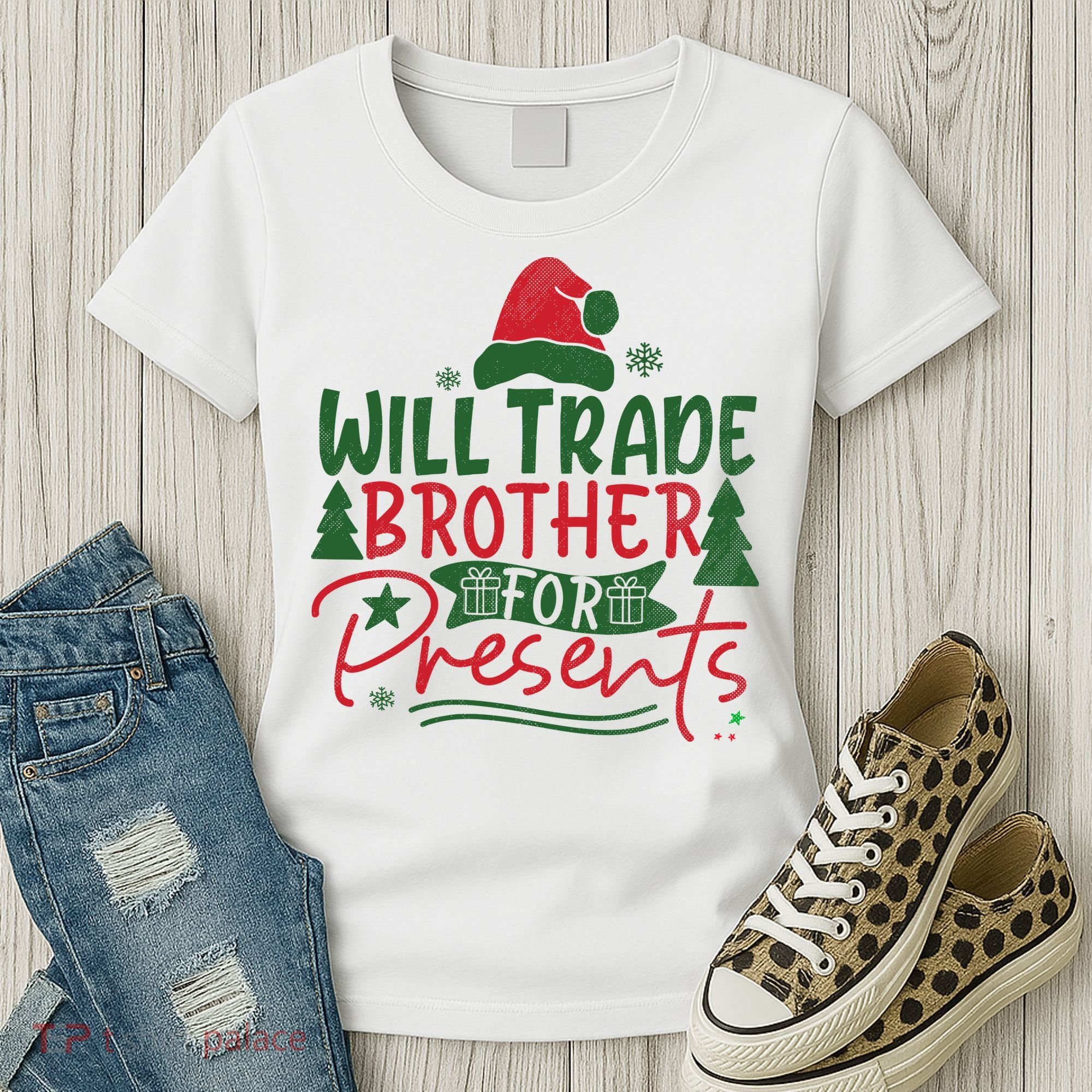 Will Trade Brother For Presents Family Matching Christmas Women's T-Shirt