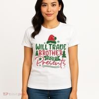 Will Trade Brother For Presents Family Matching Christmas Women's T-Shirt thumb 4