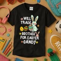 Will Trade Brother For Easter Candy Funny Kids T-Shirt thumb 3
