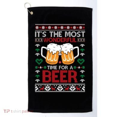 Wonderful Time Beer Ugly Christmas Sweaters Gift Golf Towel