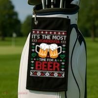 Wonderful Time Beer Ugly Christmas Sweaters Gift Golf Towel thumb 2